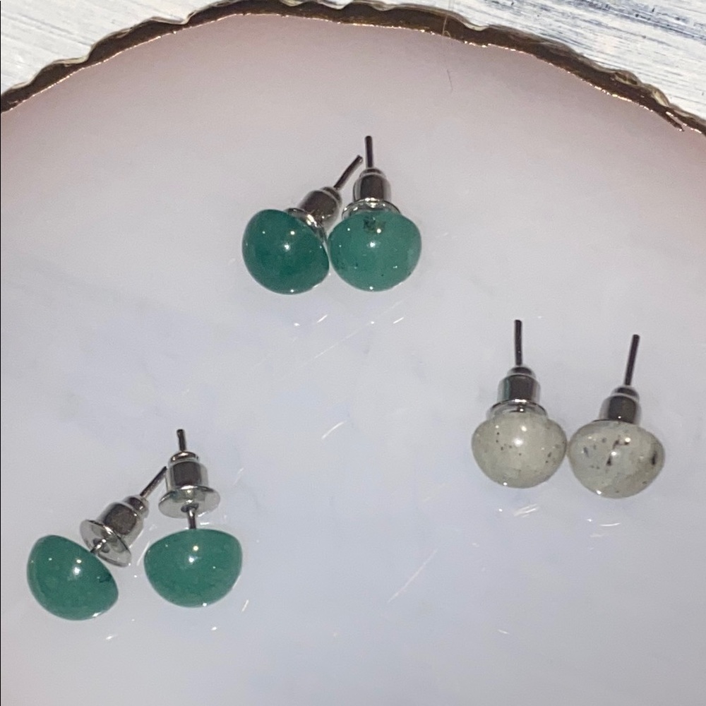 Moonstone & Amazonite Stud Set - image 4